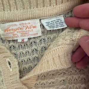 Women's Cream Open-Knit Sweater - M